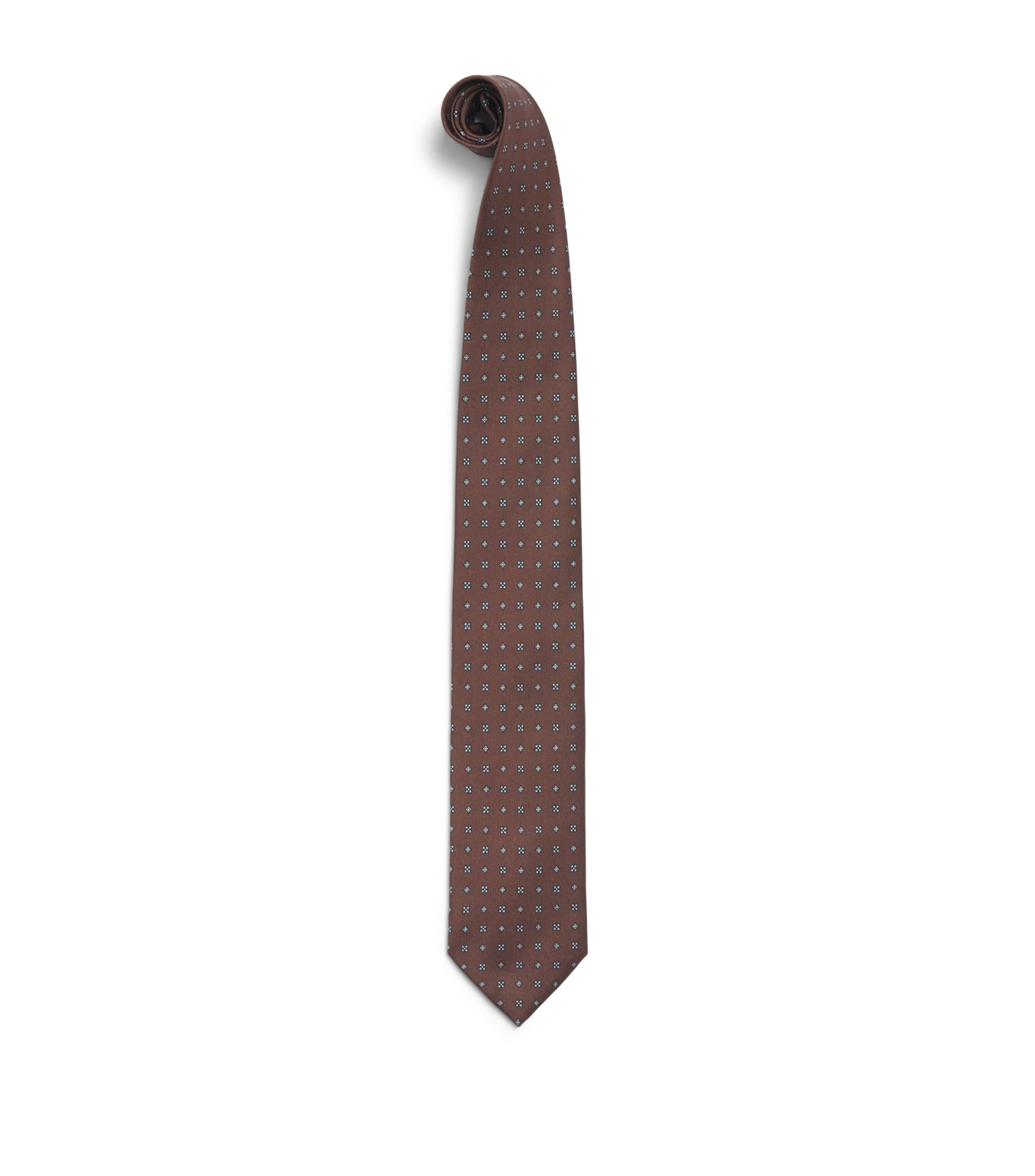 E. Marinella Silk Geometric Tie Brown