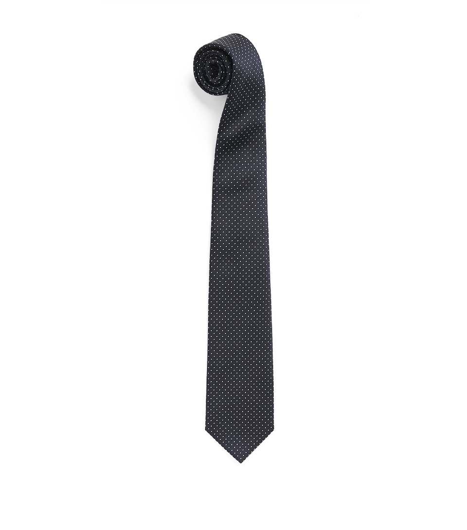 Isaia Silk Polka-Dot Jacquard Tie
