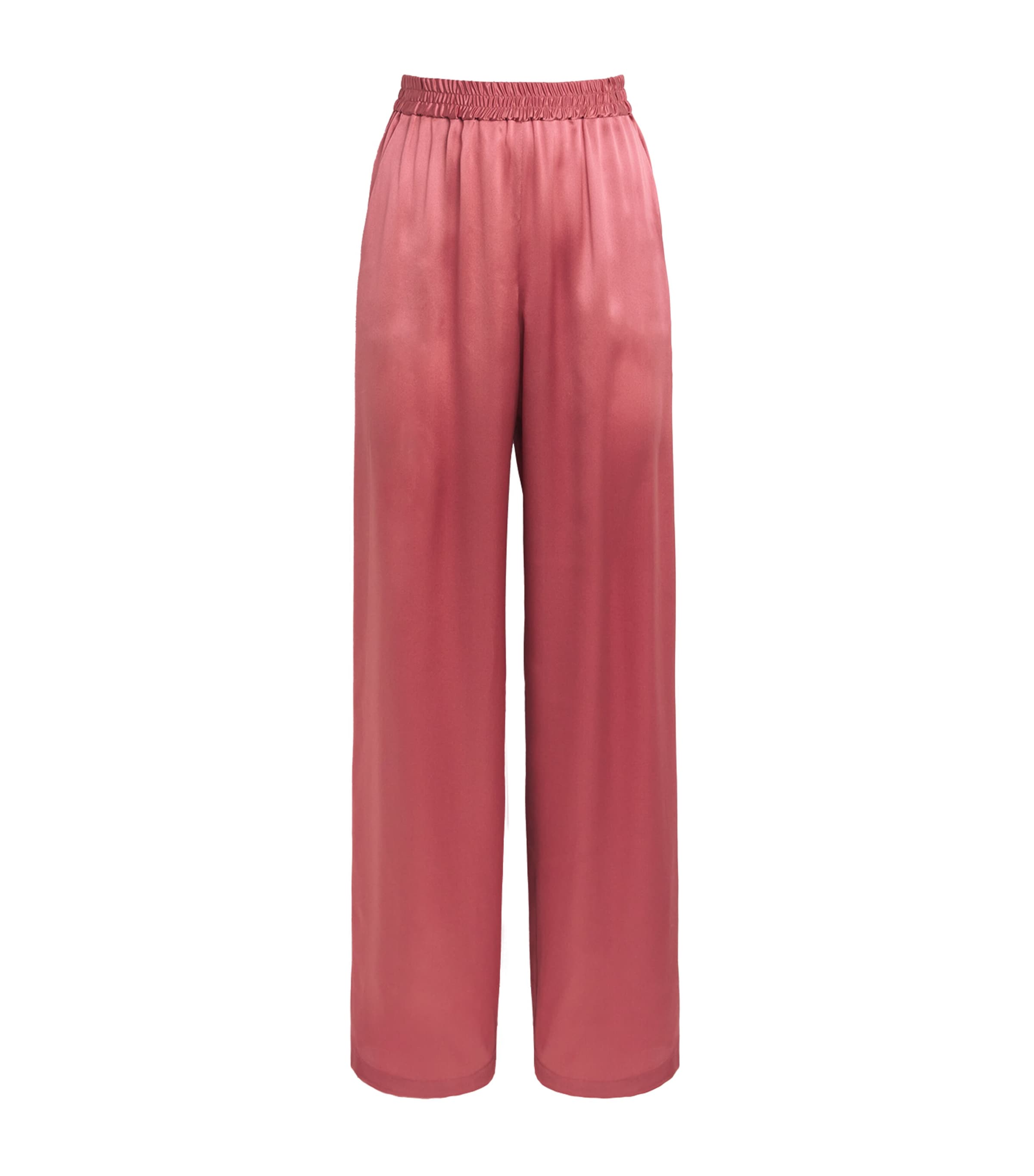 Eleventy Womens Silk Wide-Leg Trousers Lampone
