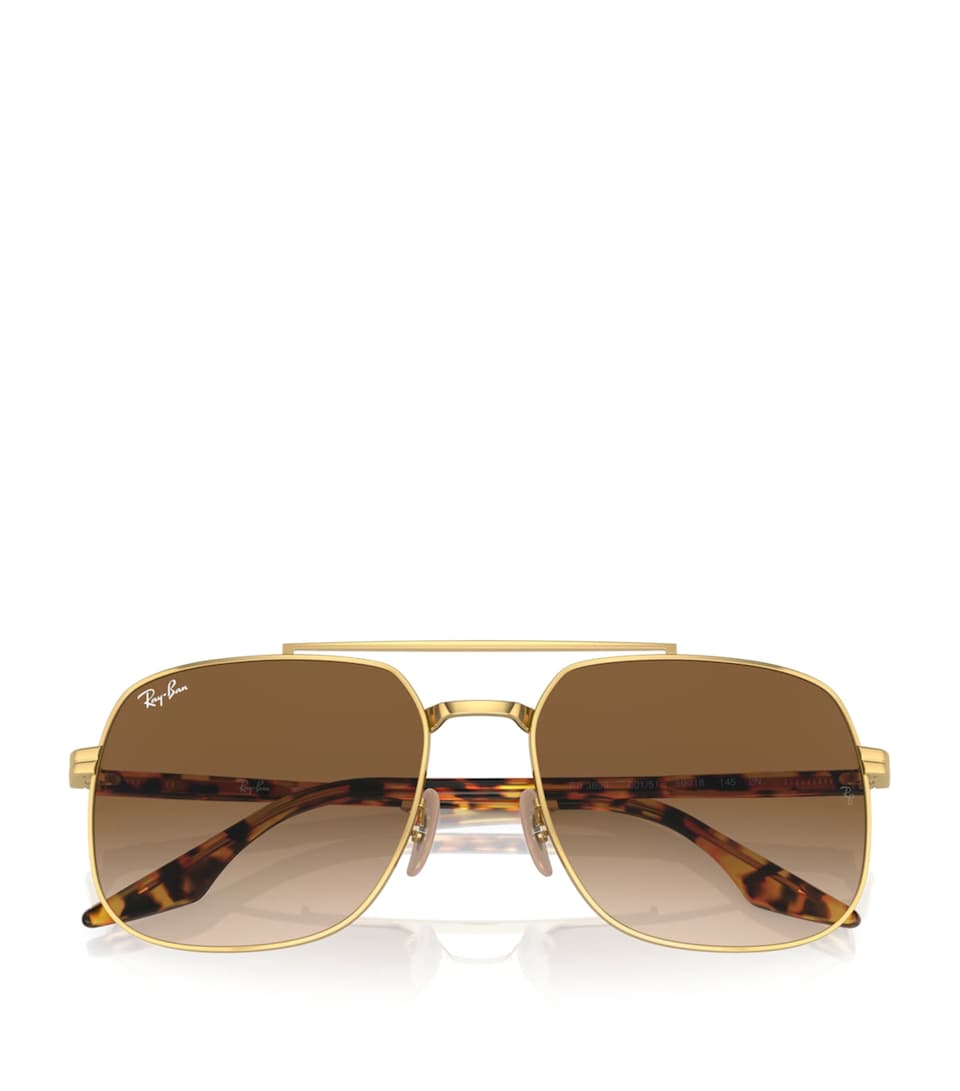 Ray-Ban Metal Rounded Aviator Sunglasses Gold
