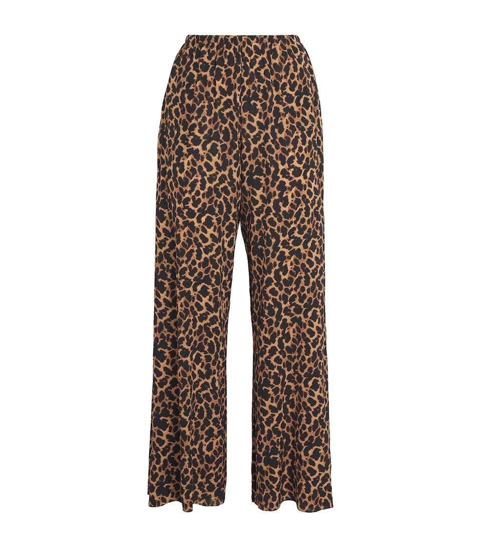 AWAY THAT DAY Womens St Barts Wide-Leg Trousers Leopard Print