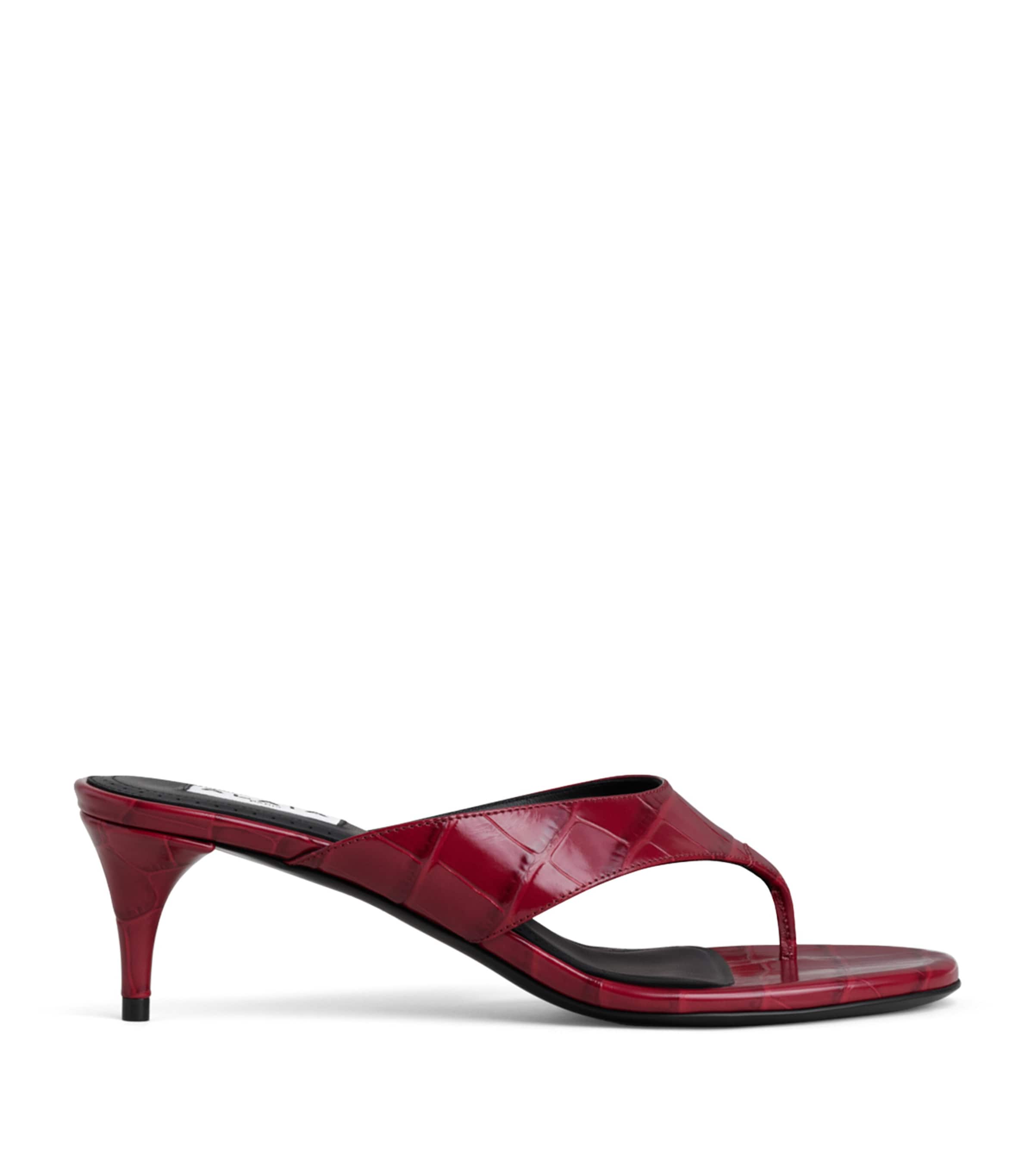Alaïa Croc-Embossed Leather Thong Mules 55 Cherry