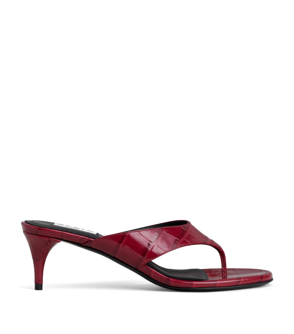 Alaïa Croc-Embossed Leather Thong Mules 55 Cherry