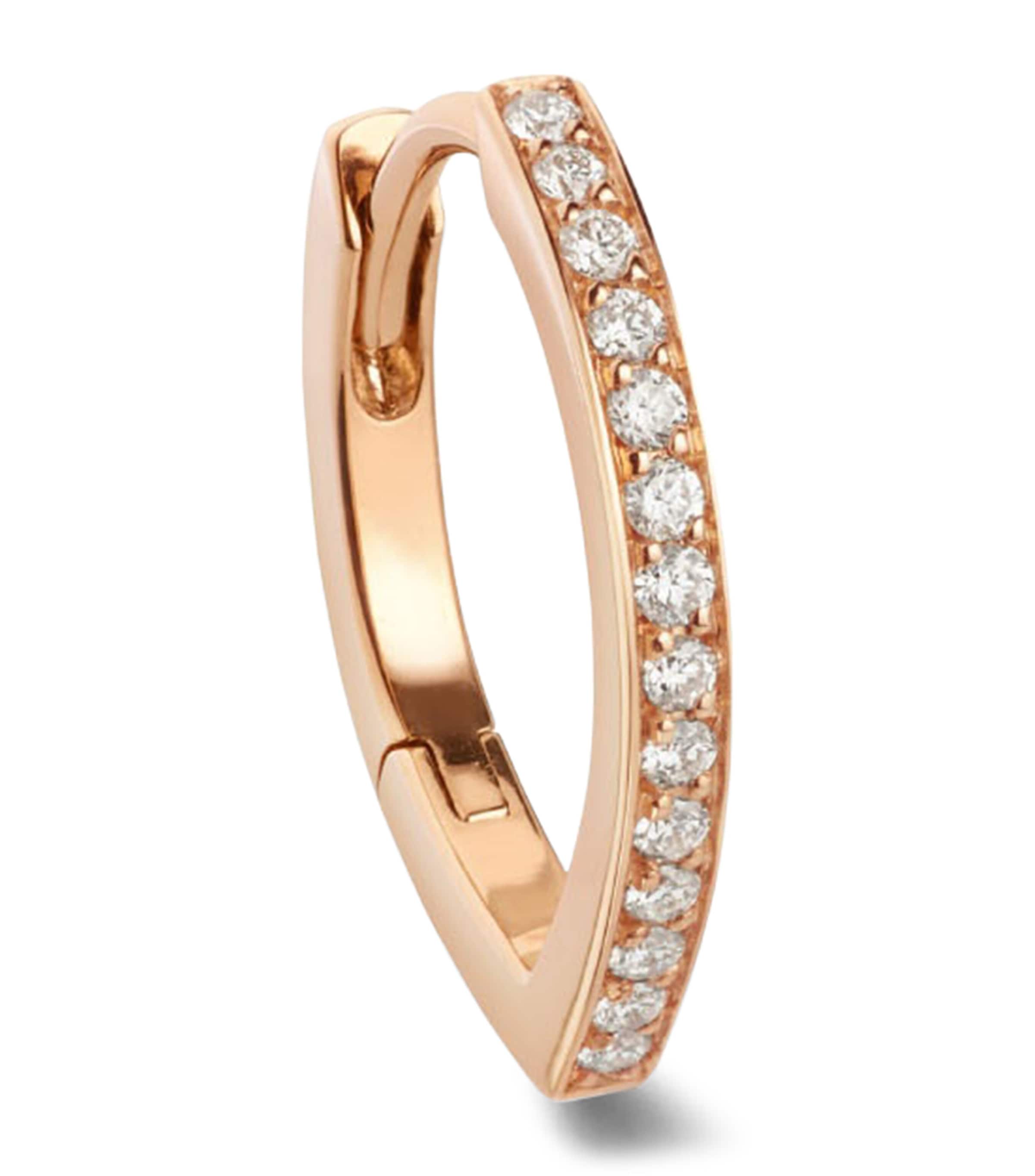 Repossi Rose Gold and Diamond Antifer Single Hoop Earring Pink Gold