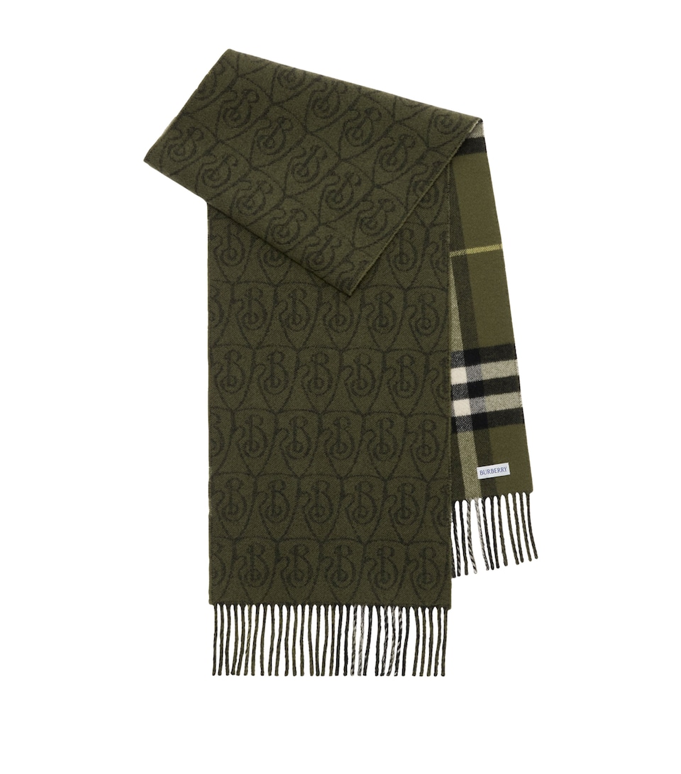 Burberry Cashmere Reversible B Shield Scarf Pea Green