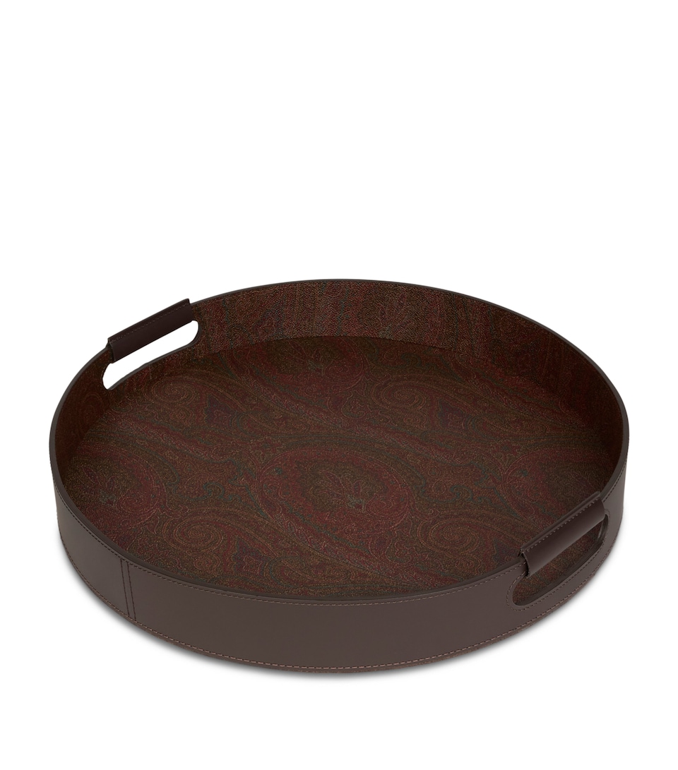 Cotton-Blend and Leather Arnica Round Tray