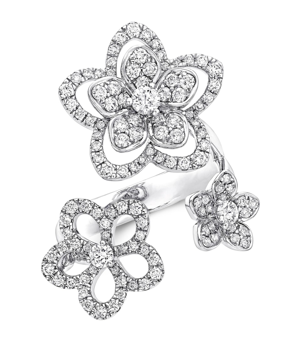 White Gold and Diamond Wild Flower Ring