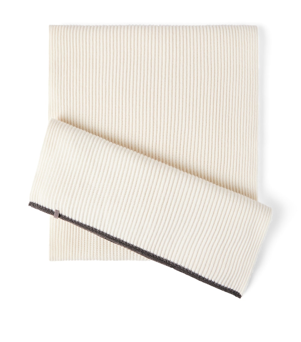 Brunello Cucinelli Cashmere Ribbed Monili-Detail Scarf