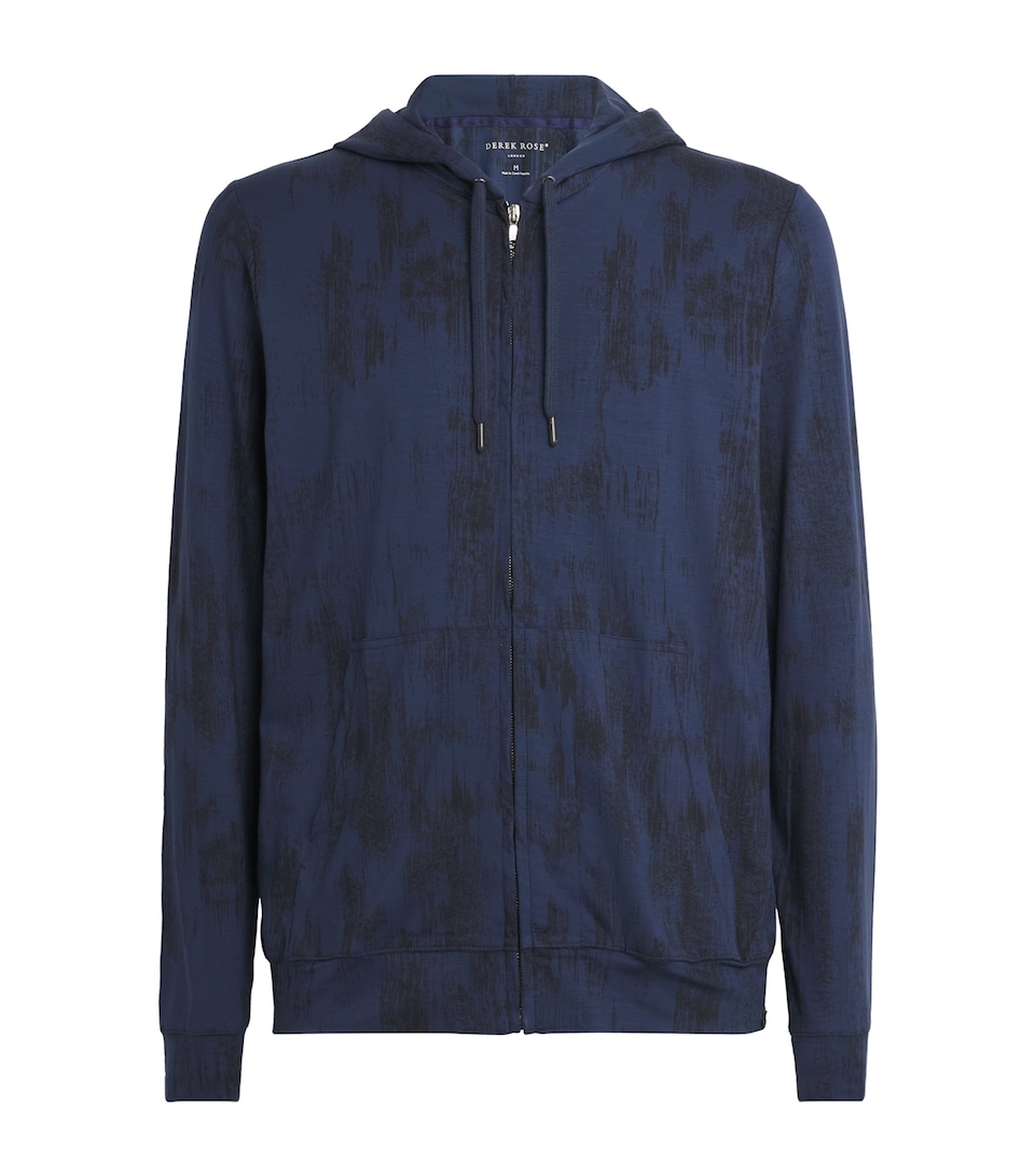 Derek Rose Mens Micro Modal Zip-Up Hoodie Nav