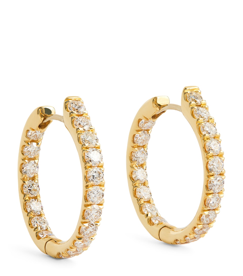 Yellow Gold and Diamond Honey Hoop Earrings