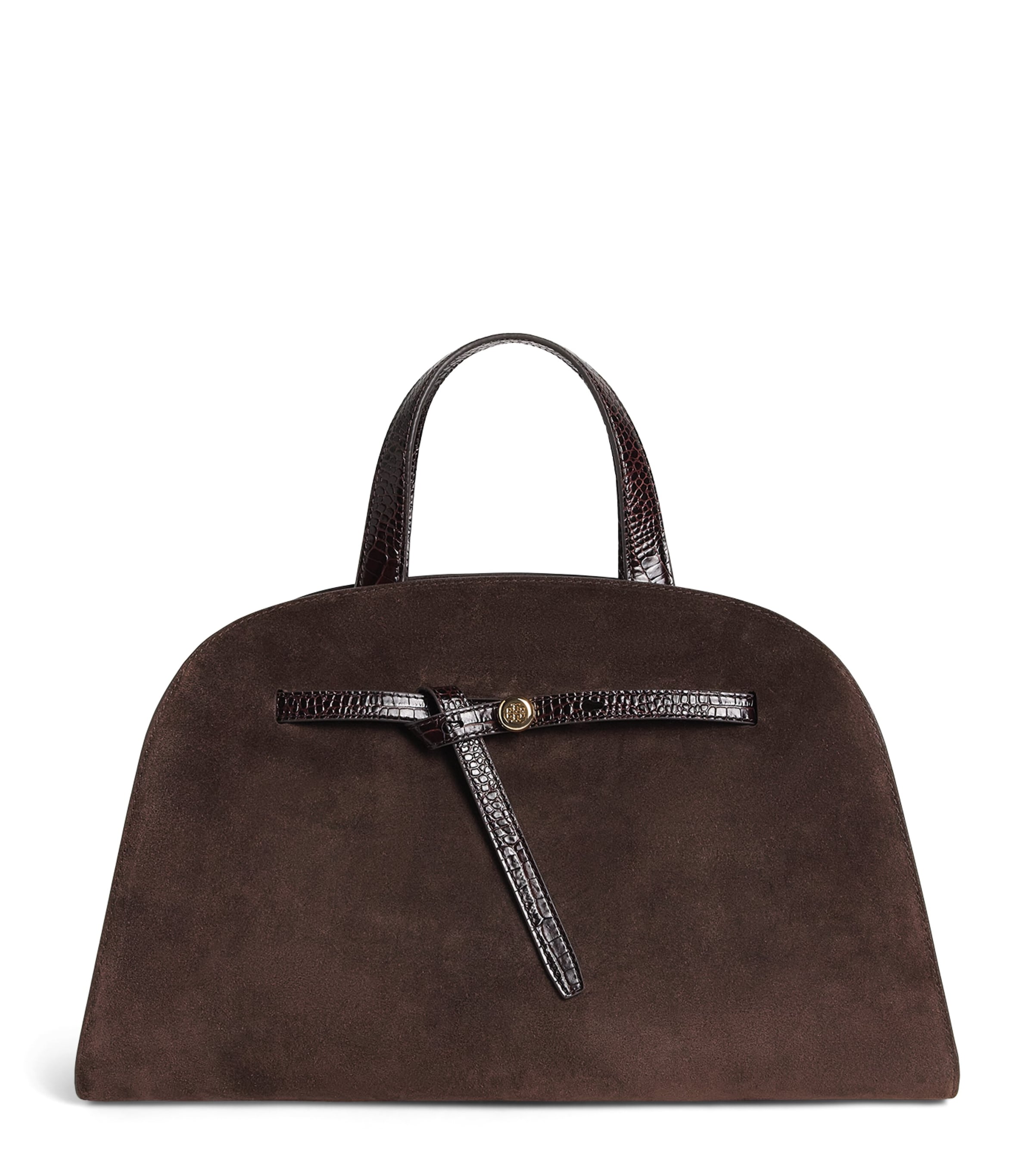 Tory Burch Suede  Romy Cross-Body Bag Dark Cocoa