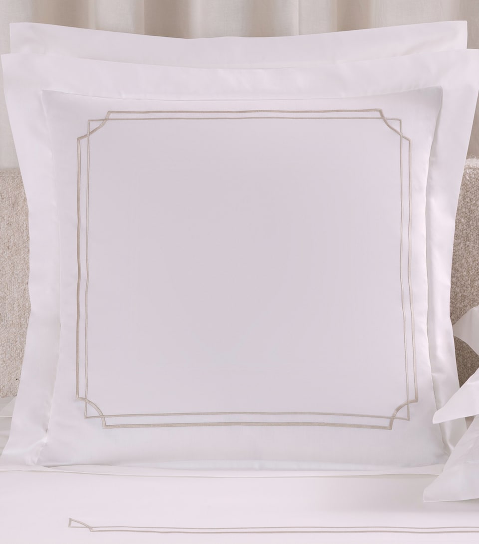 Frette Layering Embroidery Euro Pillow Sham (65cm x 65cm) Milk/savage B