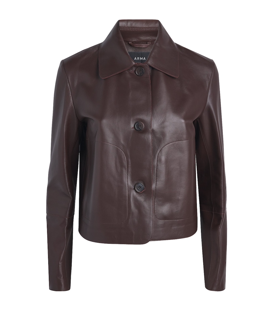 Arma Womens Kaylee Leather Jacket Marrone