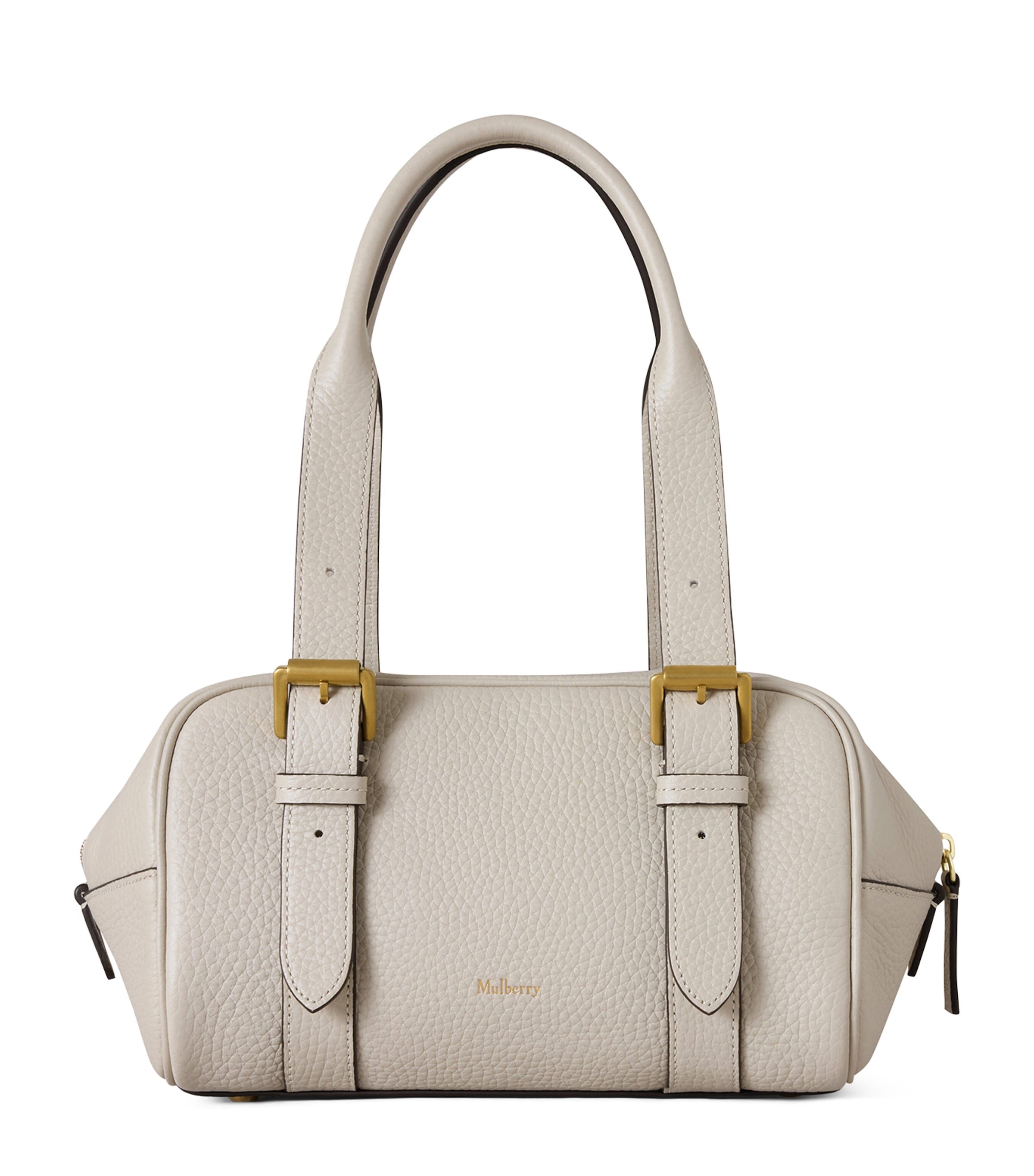 Mulberry Small Leather Boston Shoulder Bag Chalk