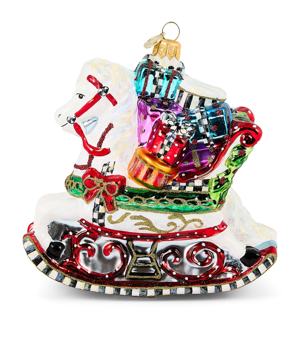 Glass Rocking Horse with Gifts Tree Decoration
