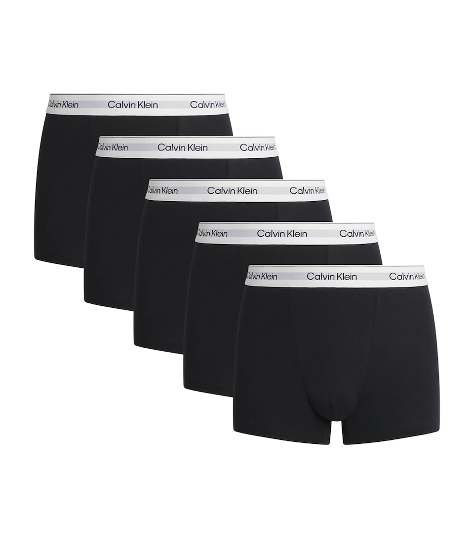 Calvin Klein Mens Stretch-Cotton Icon Trunks (Pack of 5) Black/black/blac