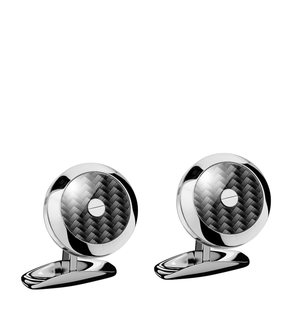 Stainless Steel And Carbon Fibre Classic Racing Cufflinks