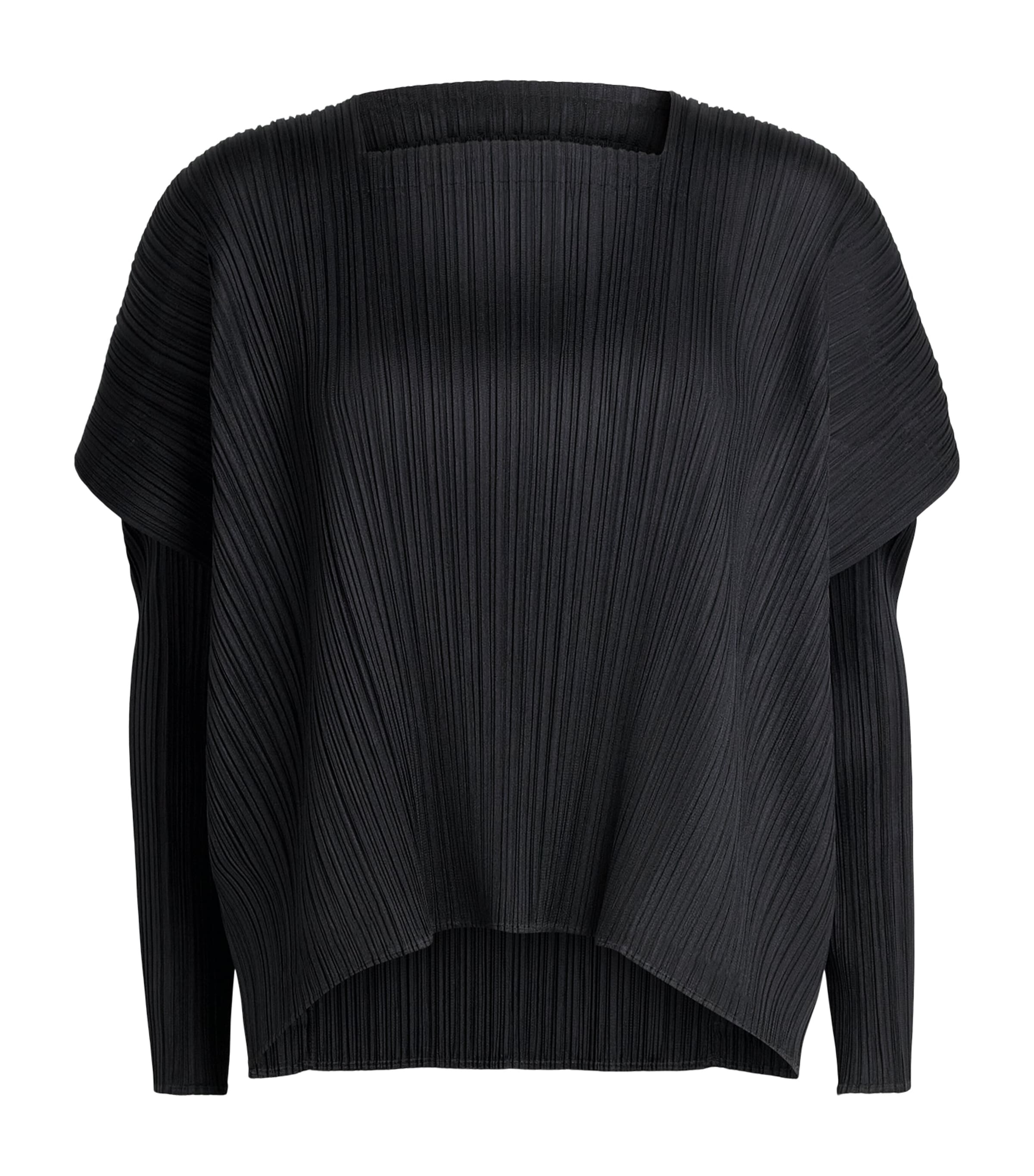 Pleats Please Issey Miyake Womens Pleated Module Top Black