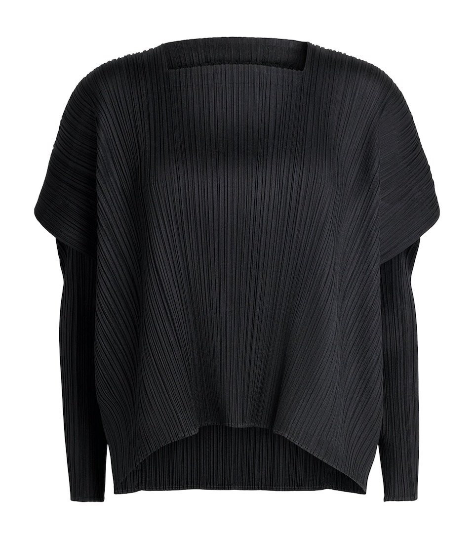 Pleats Please Issey Miyake Womens Pleated Module Top Black