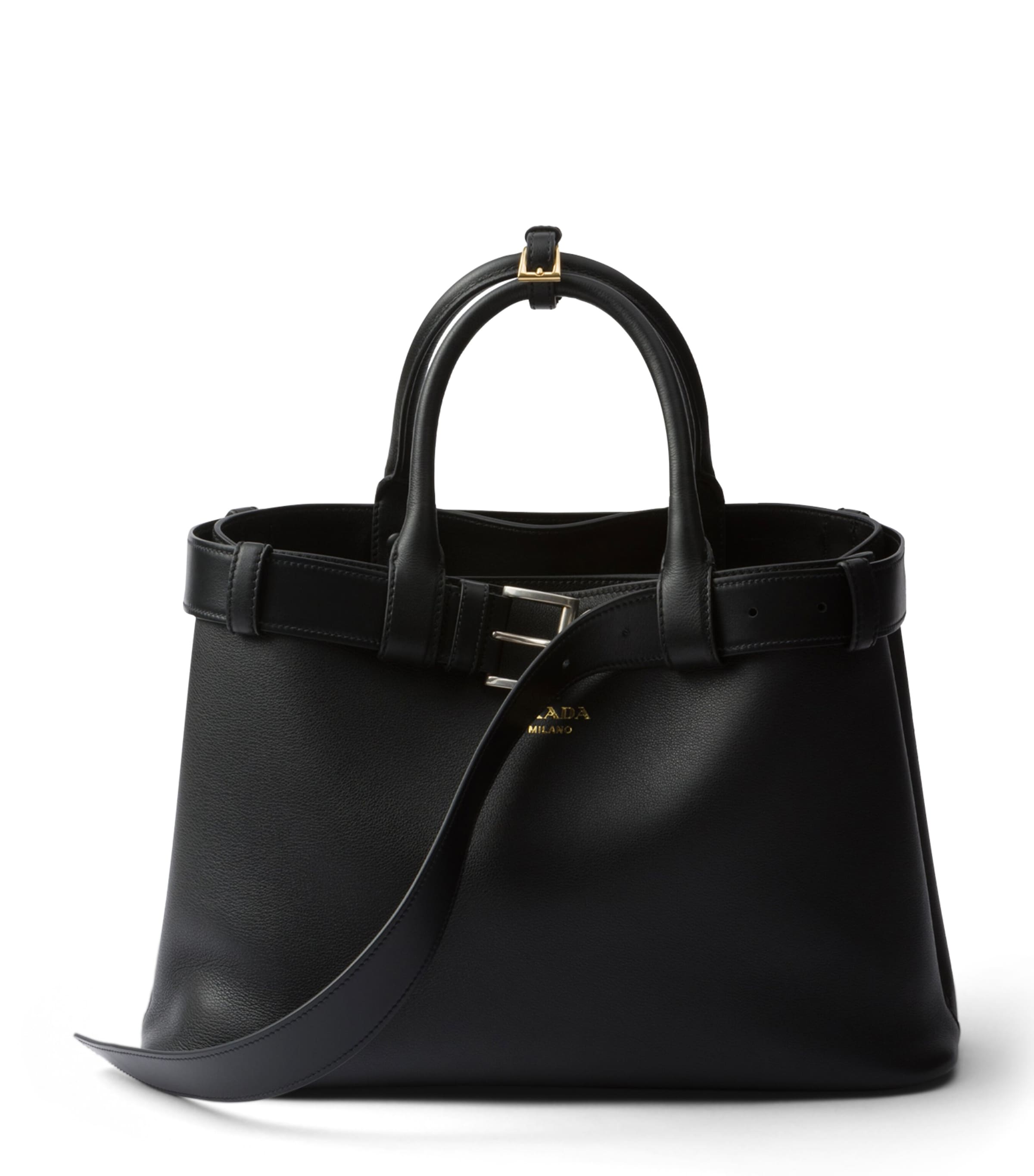 Medium Leather Buckle Tote Bag