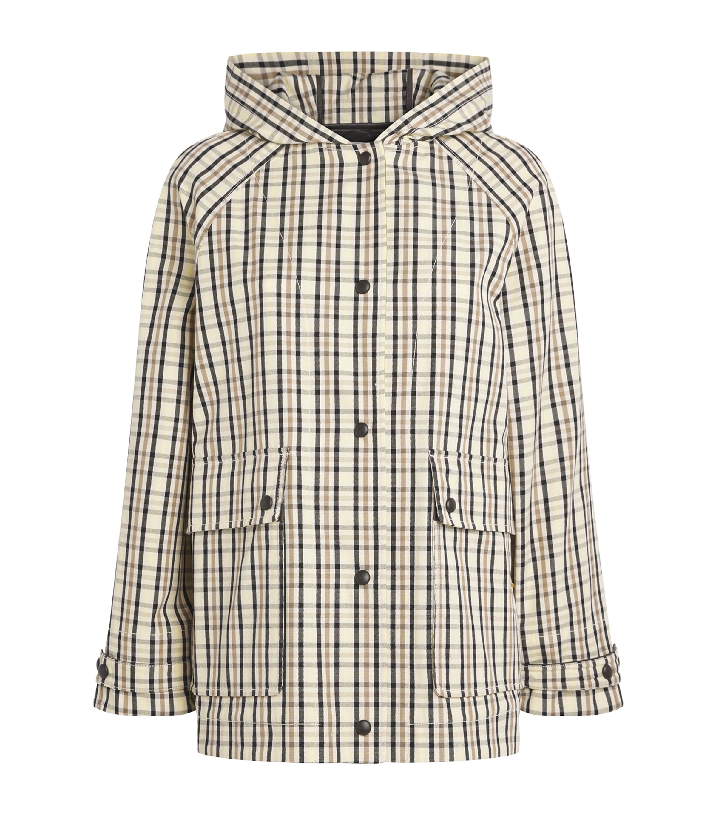 Yves Salomon Womens Water-Repellent Check Raincoat