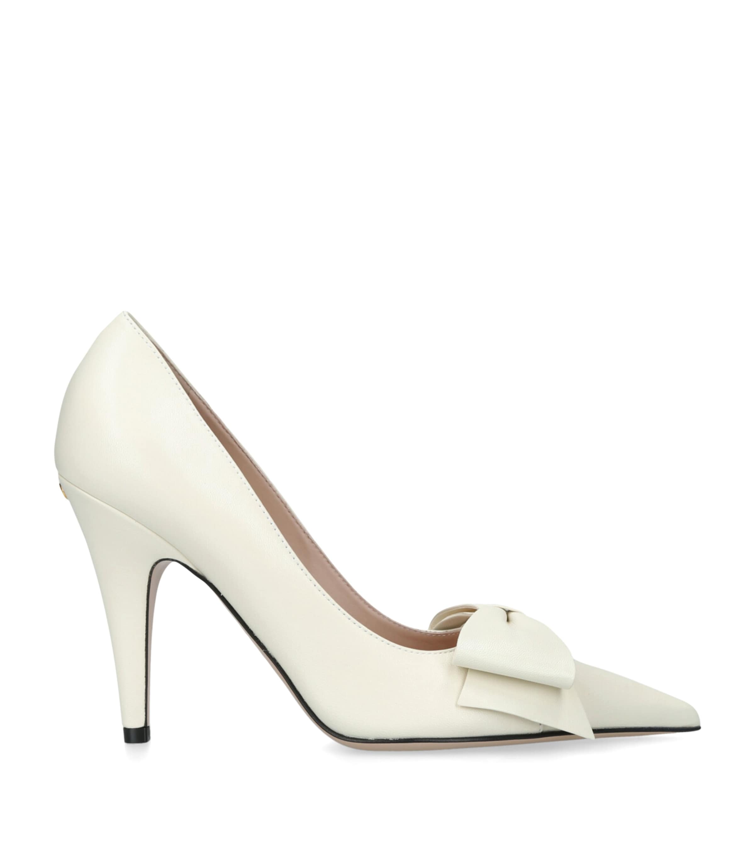 Valentino Garavani Leather Bowow Pumps 100 White