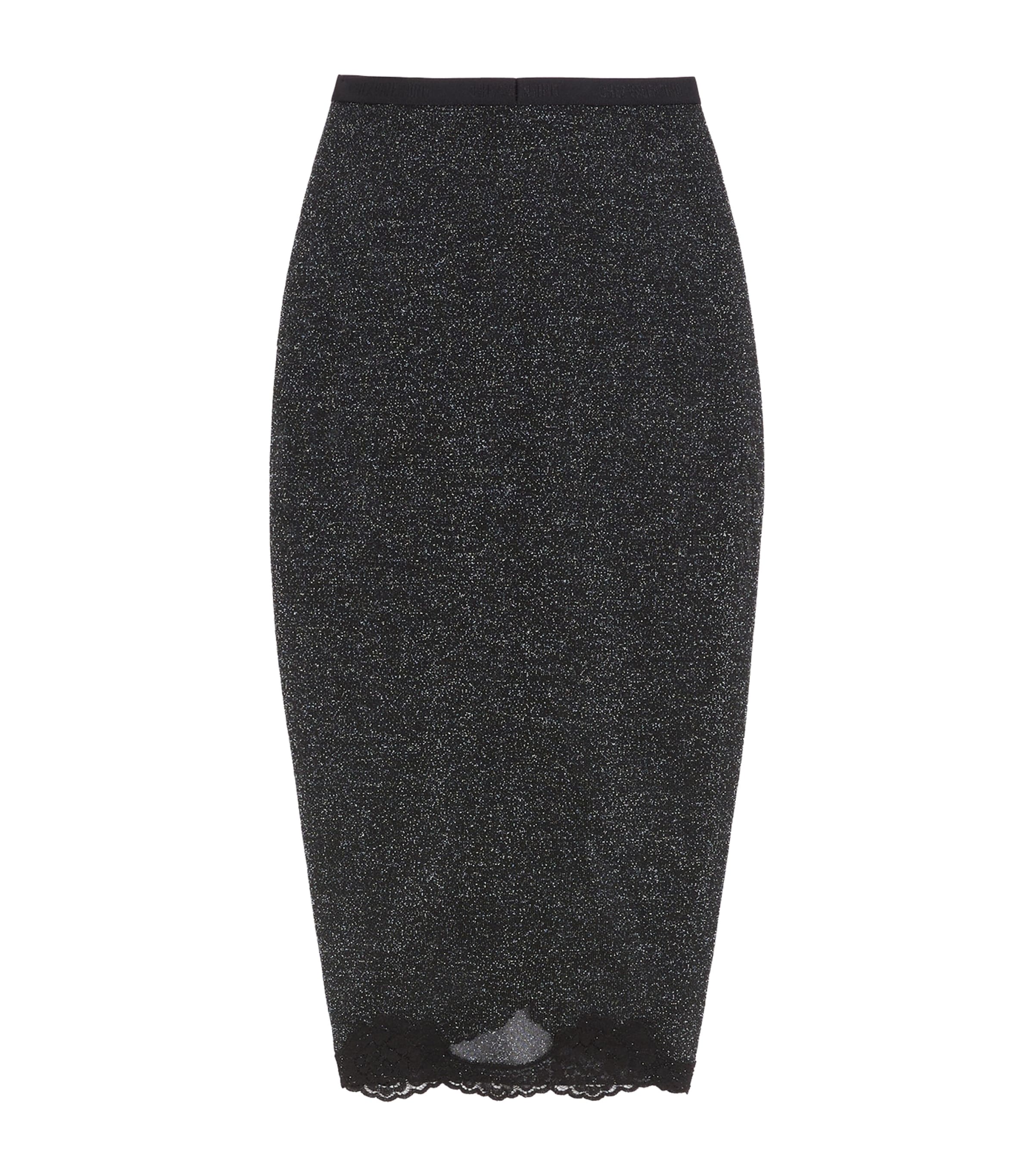 Valentino Womens Lurex Knit Midi Skirt Nud