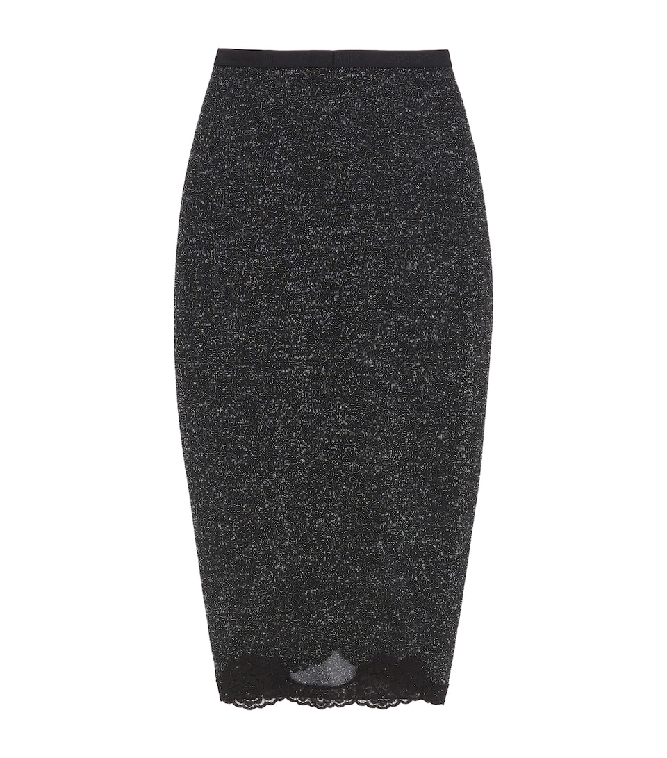 Valentino Womens Lurex Knit Midi Skirt Nud