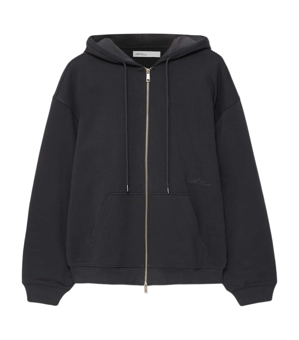 AllSaints Mens Organic Cotton Brax Hoodie Washed Black