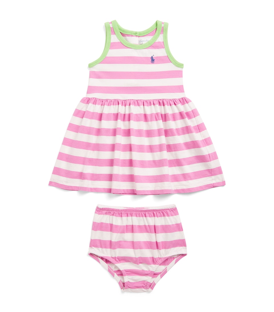 Ralph Lauren Kids Cotton Stripe Dress and Bloomers Set (3-24 Months) Lgna Pnk