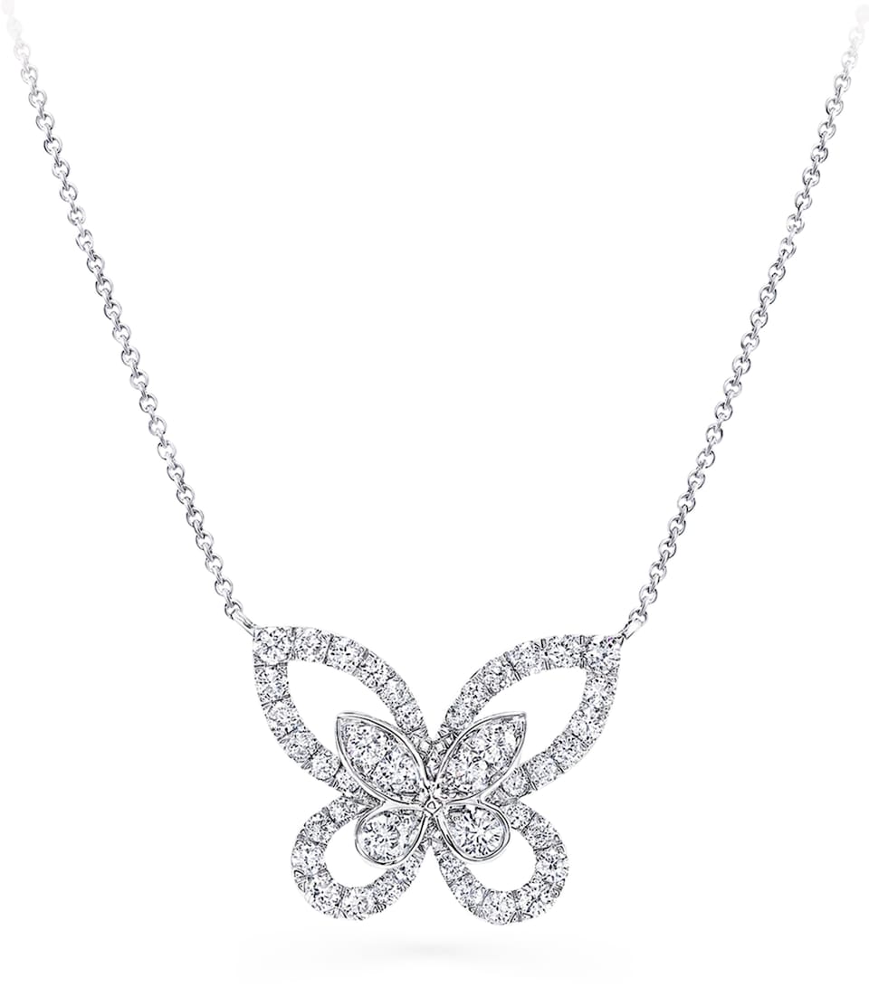 White Gold and Diamond Butterfly Necklace