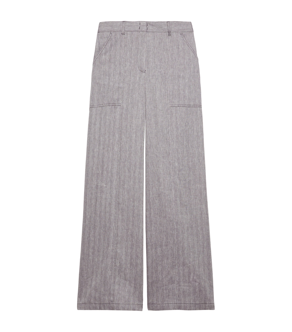 Linen-Cotton-Blend Chevron Trousers
