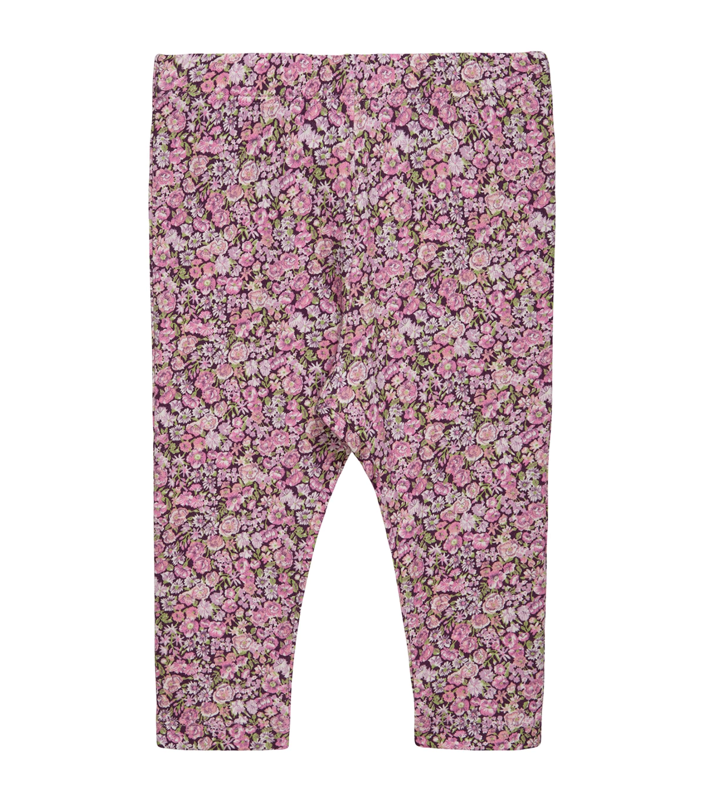 Trotters Chive Floral Print Leggings (3-24 Months) Plum
