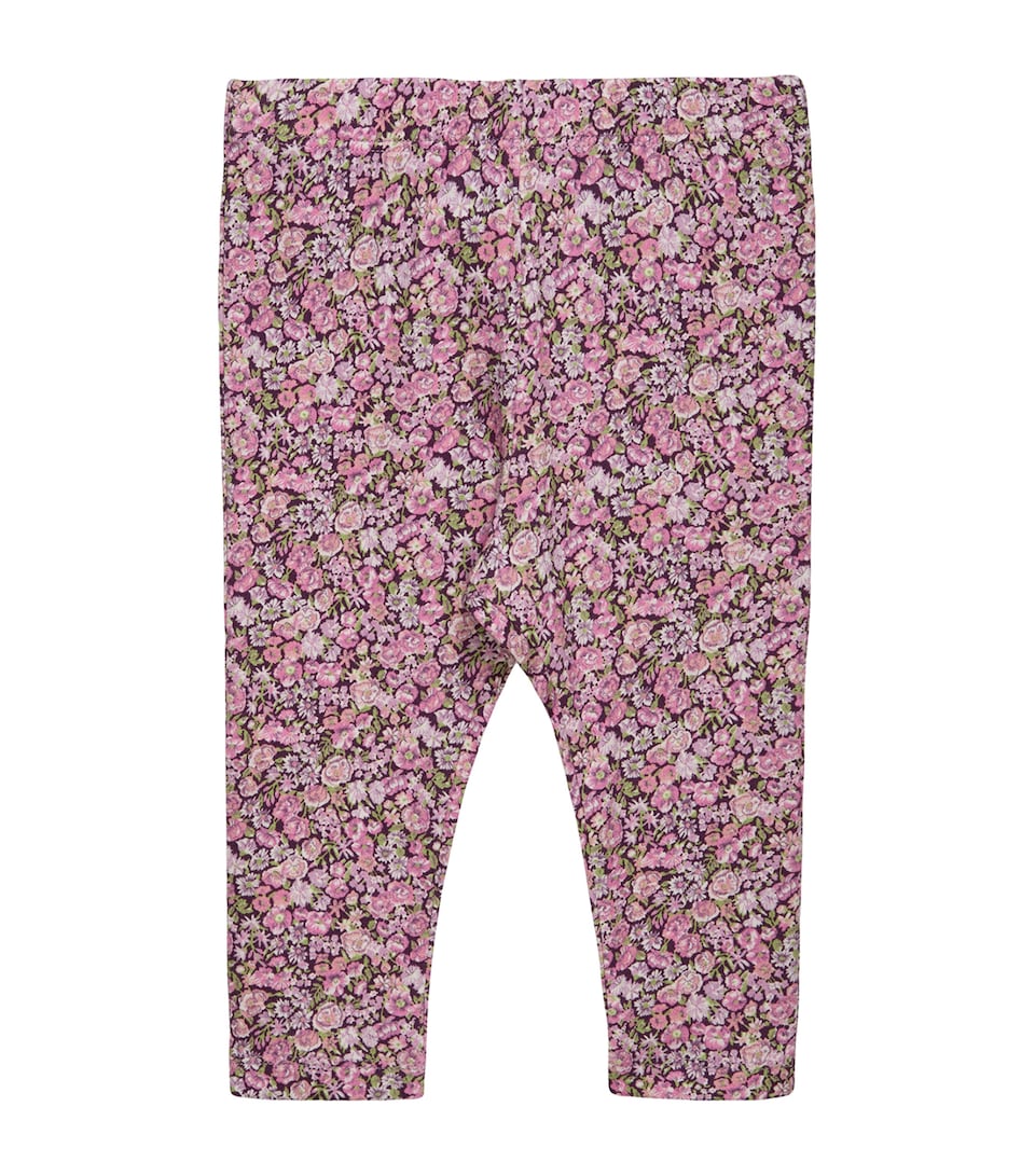 Trotters Chive Floral Print Leggings (3-24 Months) Plum