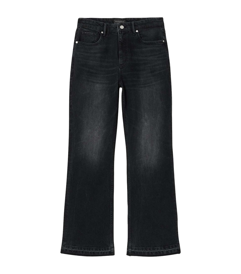 AllSaints Womens Fable Mid-Rise Bootcut Jeans Washed Black
