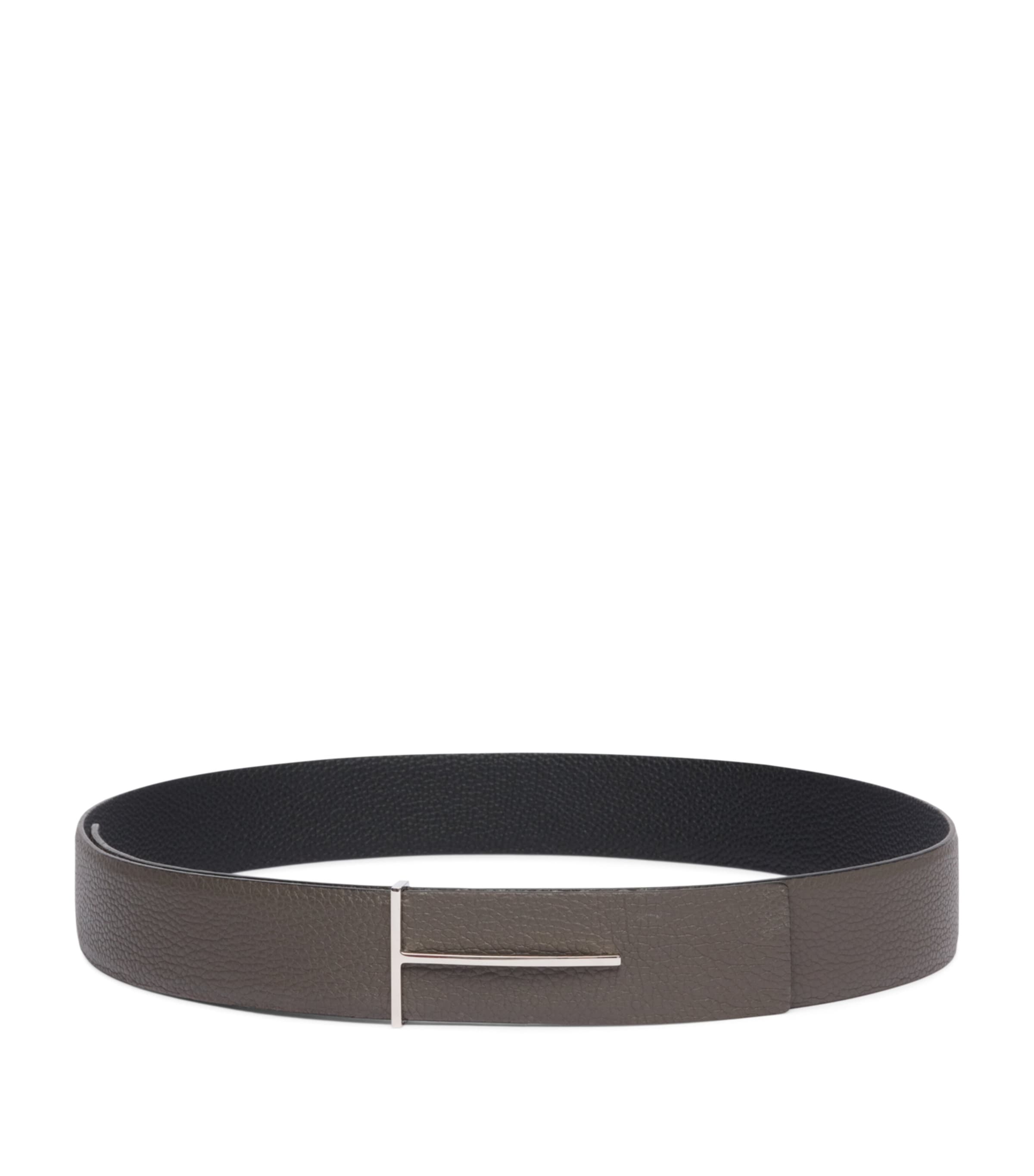TOM FORD Leather Slim T Icon Belt Tne