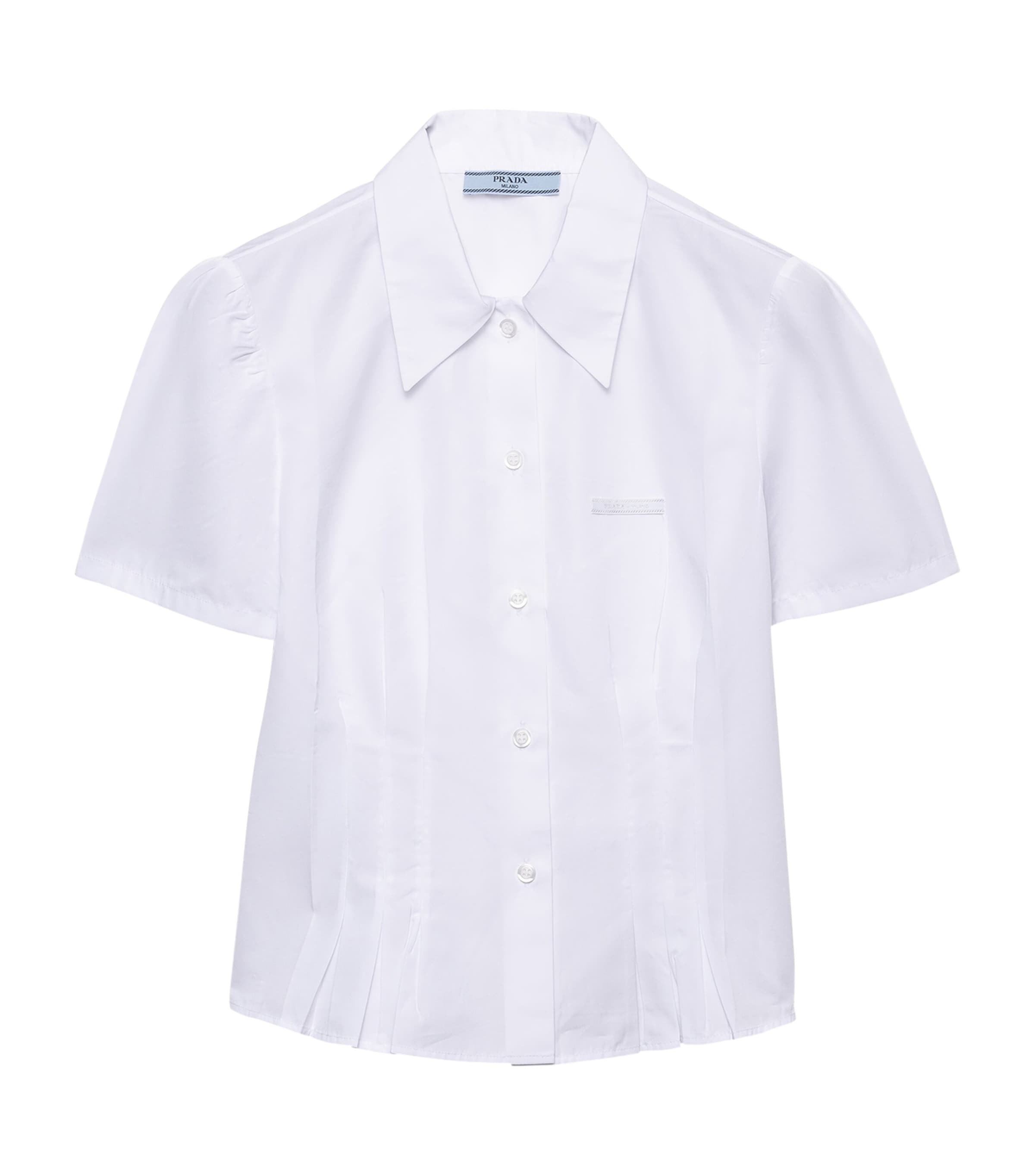 Prada Womens Cotton Poplin Short-Sleeve Shirt