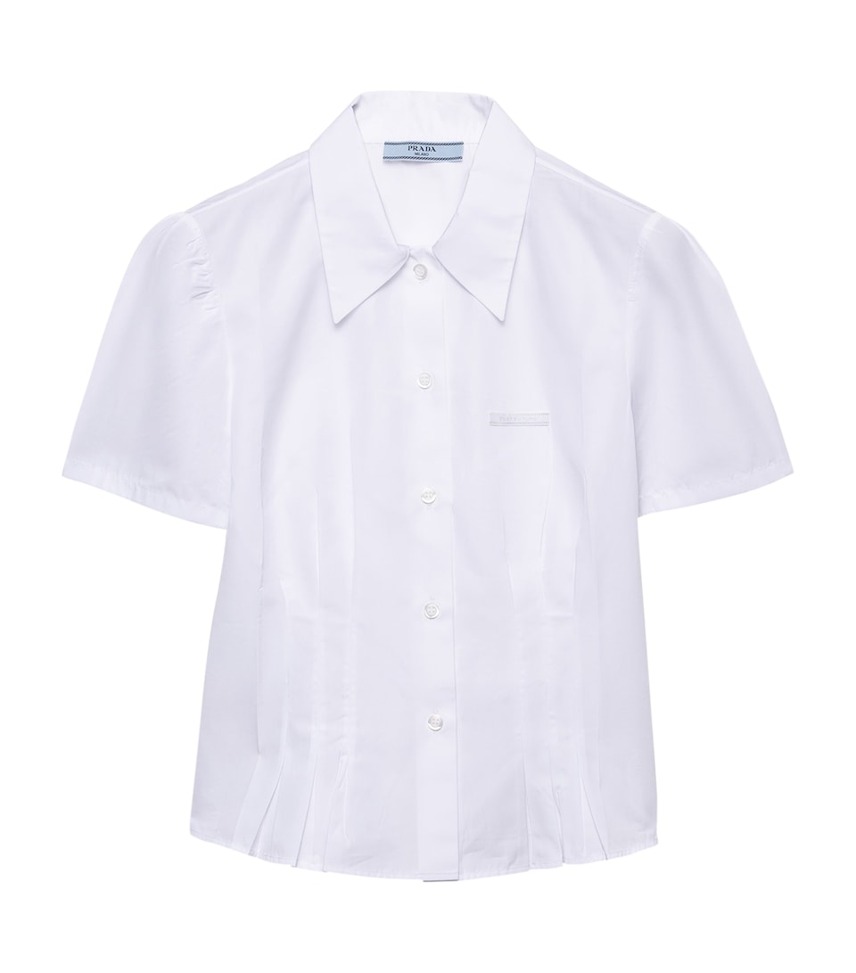Prada Womens Cotton Poplin Short-Sleeve Shirt