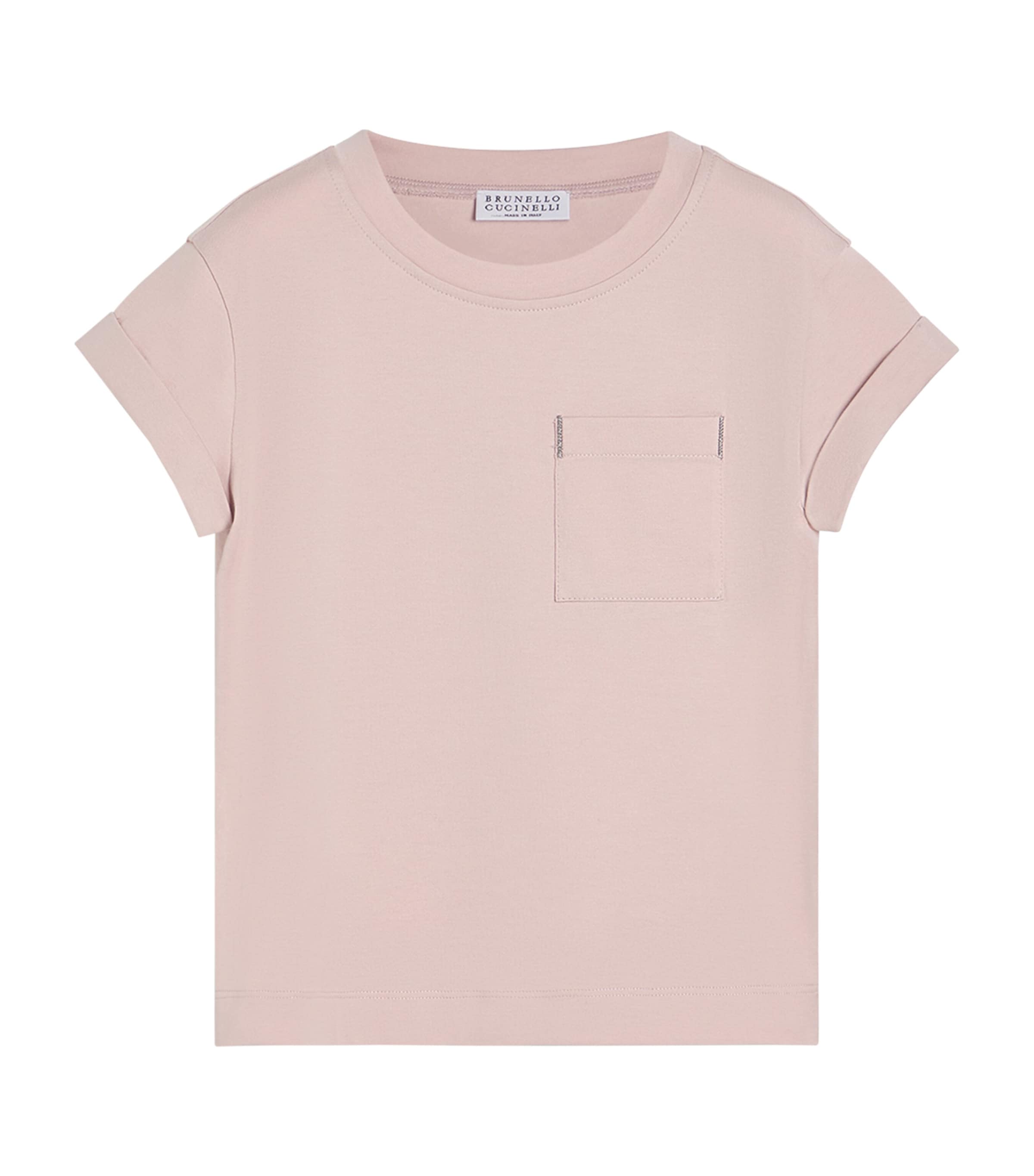 Brunello Cucinelli Kids Cotton Monili-Pocket T-Shirt (8-10 Years) Pink