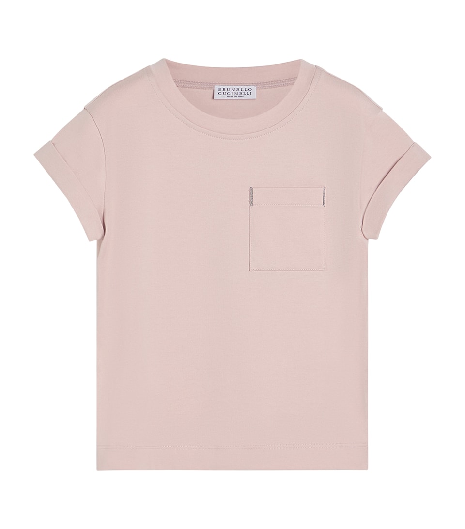 Brunello Cucinelli Kids Cotton Monili-Pocket T-Shirt (8-10 Years) Pink
