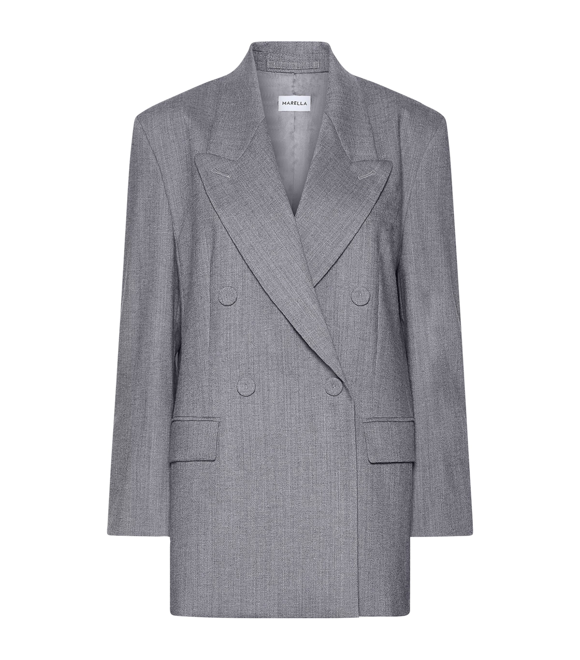 Marella Womens Virgin Wool-Blend Blazer Melange Grey