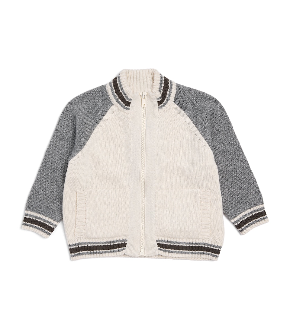 Patachou Knitted Zip-Up Cardigan (6 Months-4 Years) Beige Melange