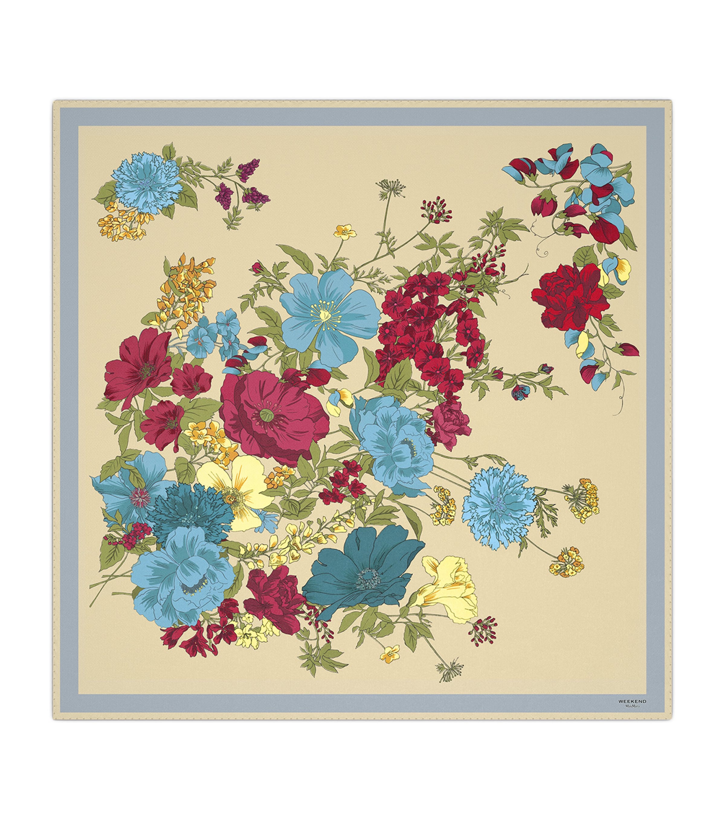Weekend Max Mara Silk Floral Scarf Beige