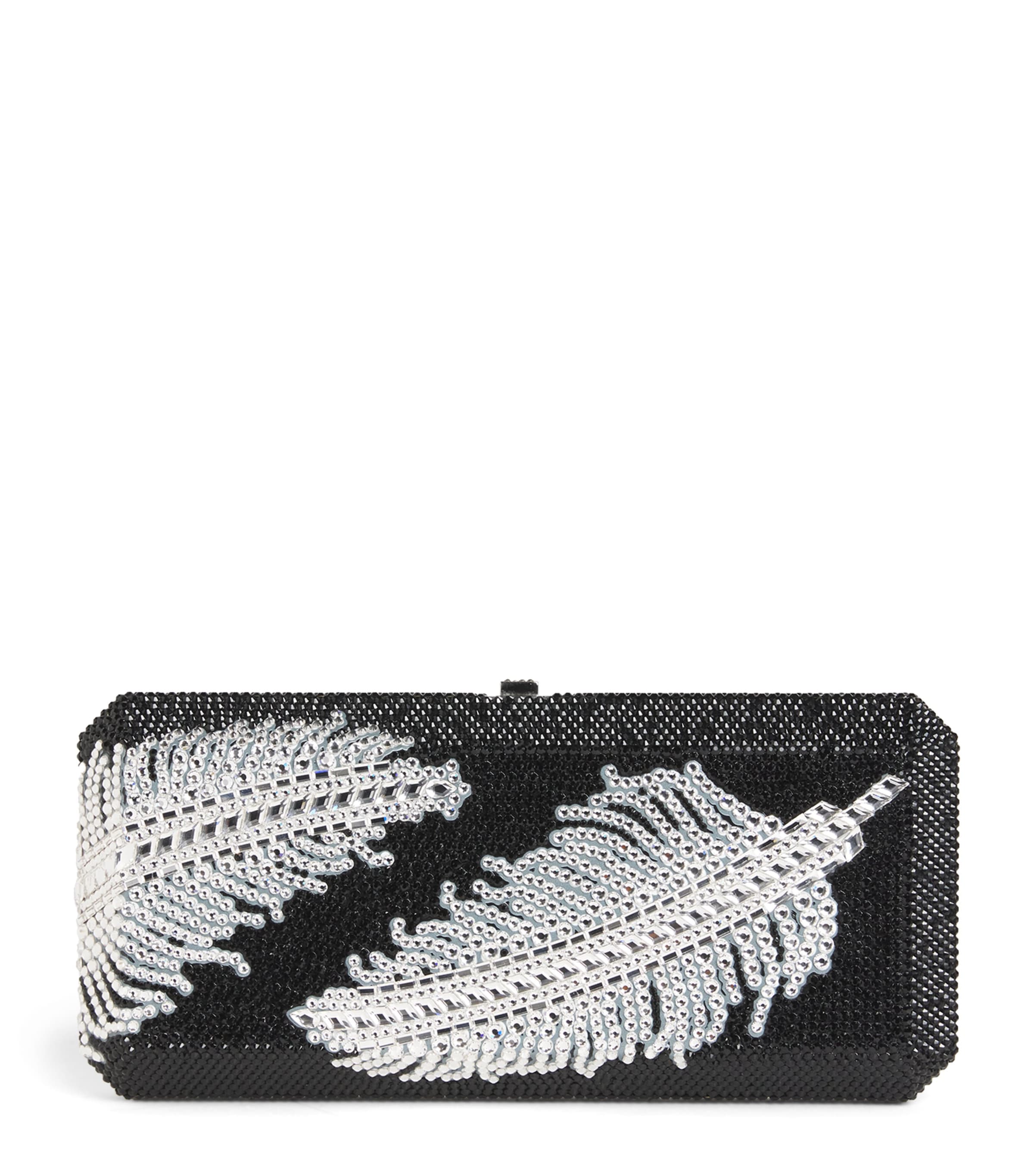 Crystal Plume Slim Rectangle Clutch Bag
