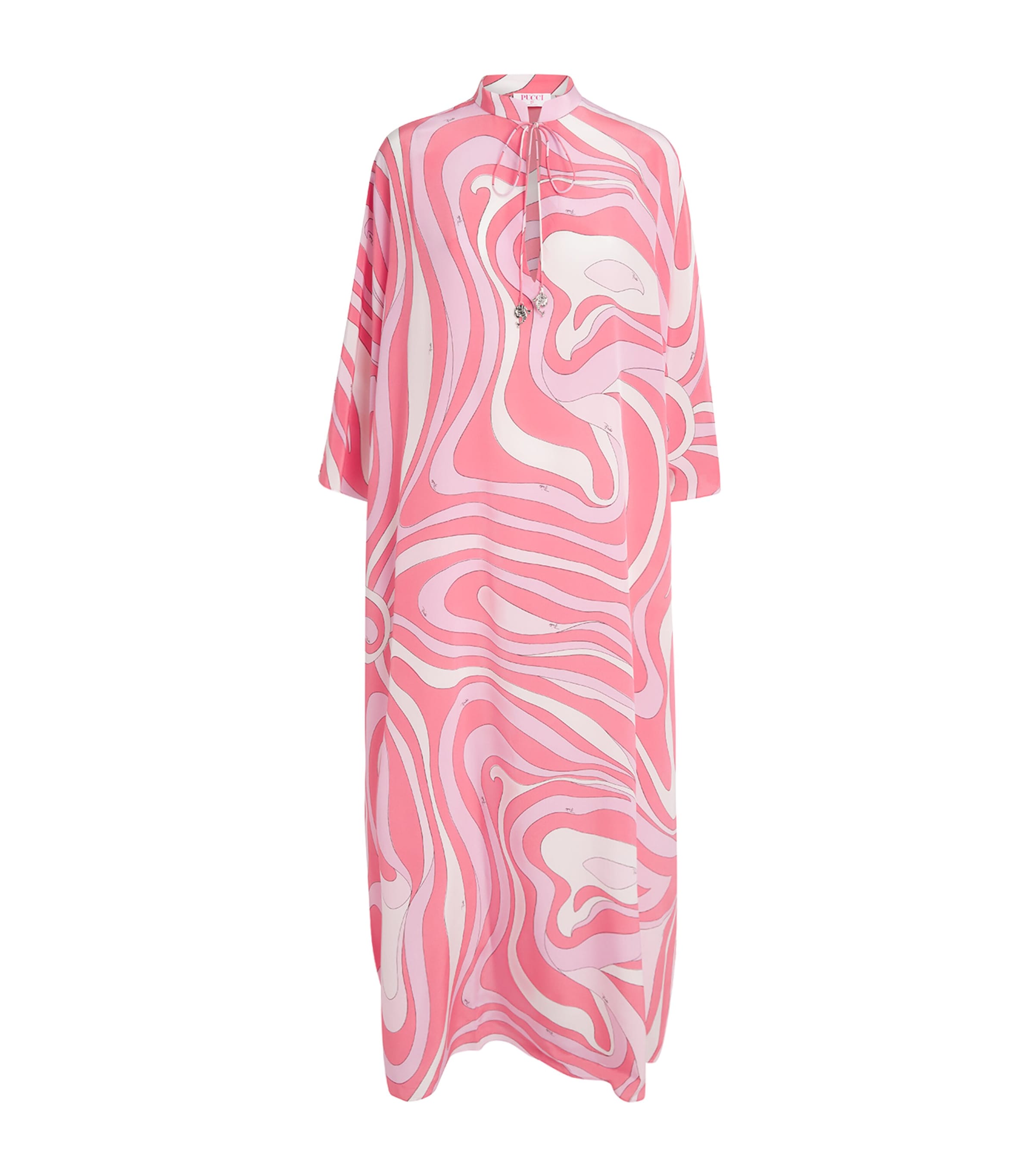 PUCCI Womens Silk Printed Kaftan Maxi Dress Pink