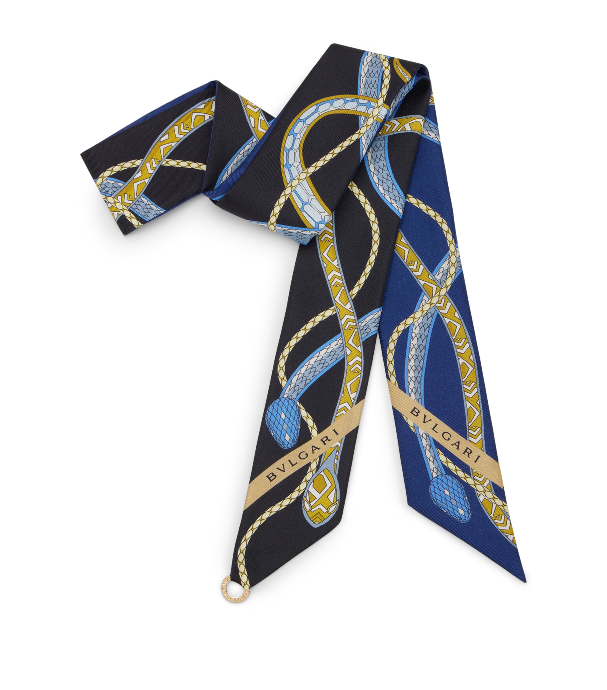 Bvlgari Silk Serpenti 75 Skinny Scarf Black