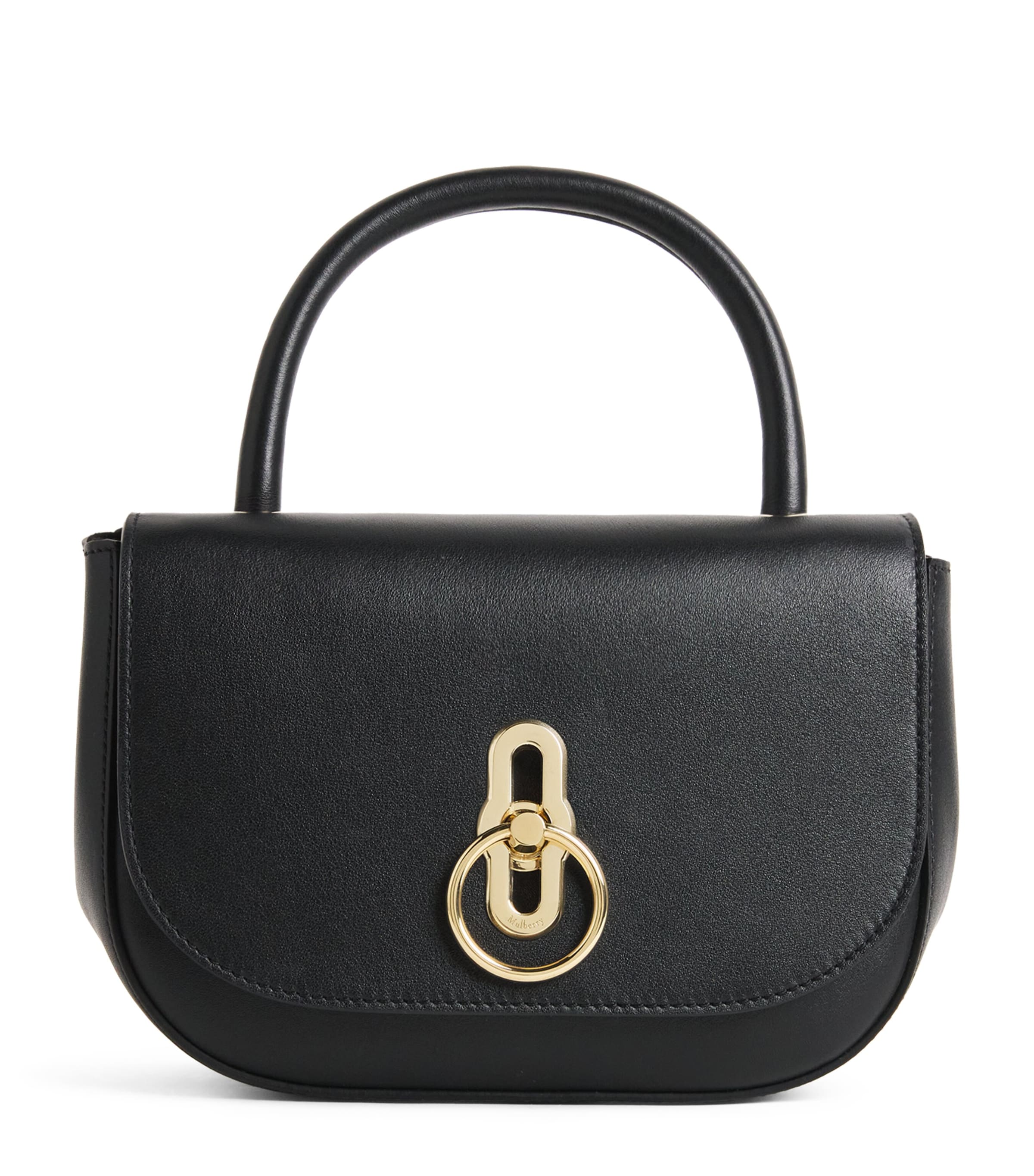 Mulberry Small Leather Amberley Top-Handle Bag Black