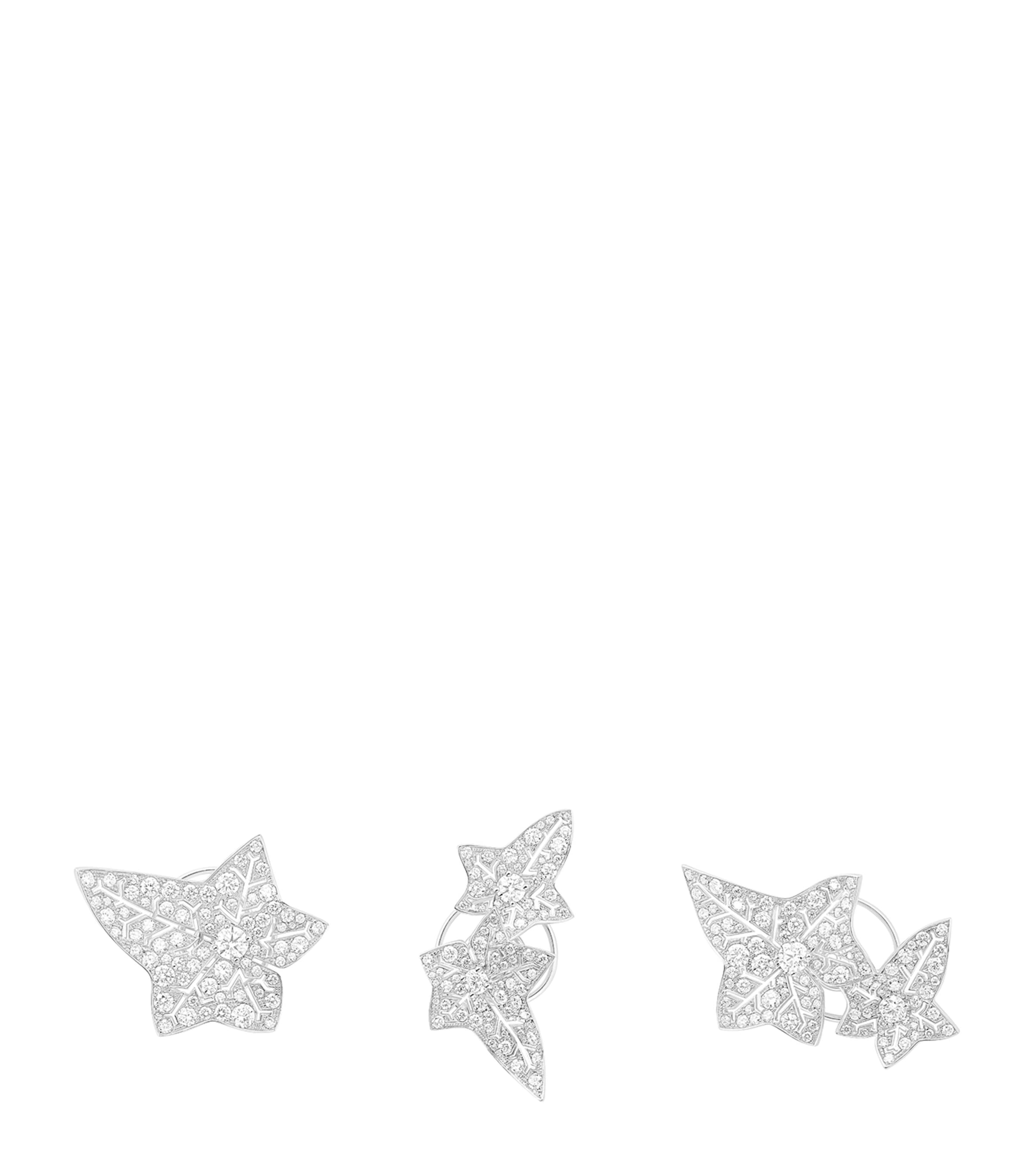 Boucheron White Gold and Diamond Lierre de Paris Brooch (Set of 3) White Gold
