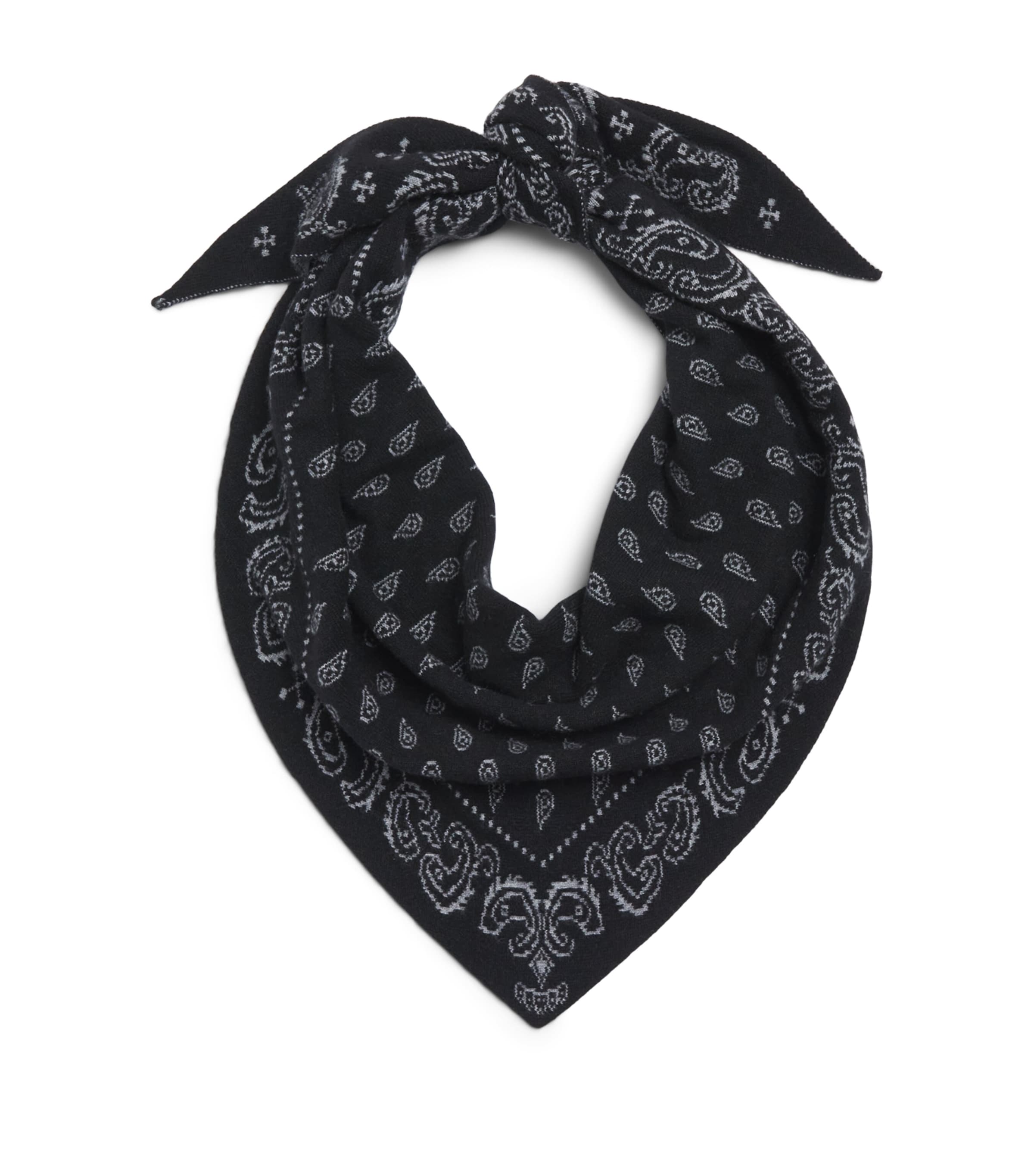 Guest In Residence Cashmere Paisley Wild Rag Scarf Black/heather Grey