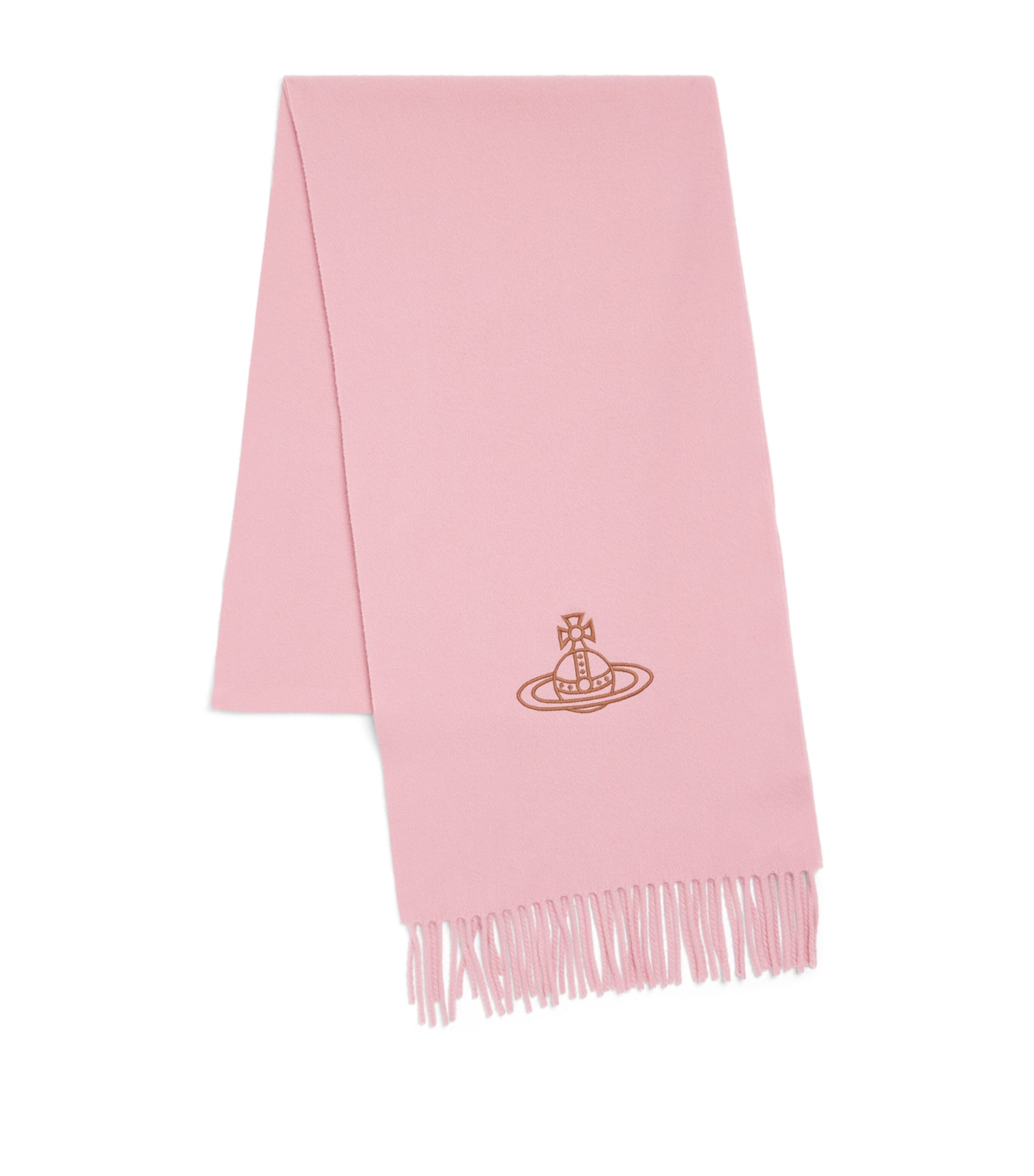 Vivienne Westwood Wool Embroidered Orb Scarf Pink